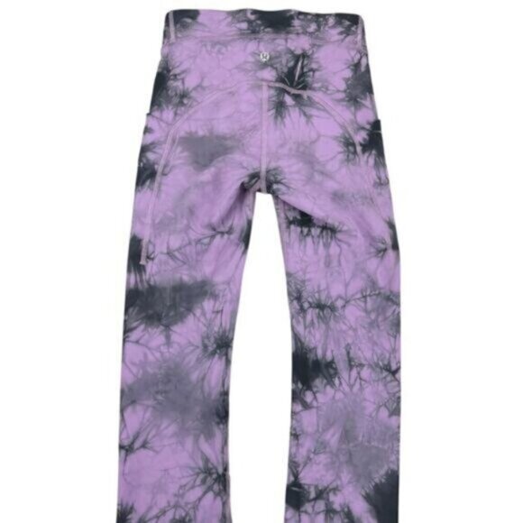 Lululemon Power Thru High-Rise Crop 23" Size 4 Tie Dye Purple Grey - Picture 6 of 8